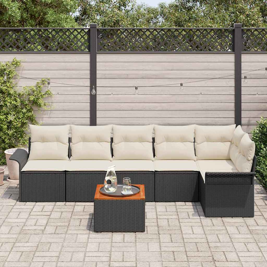 Tuinbankenset Met Opslag 7 Pcs En Crème Poly Rattan