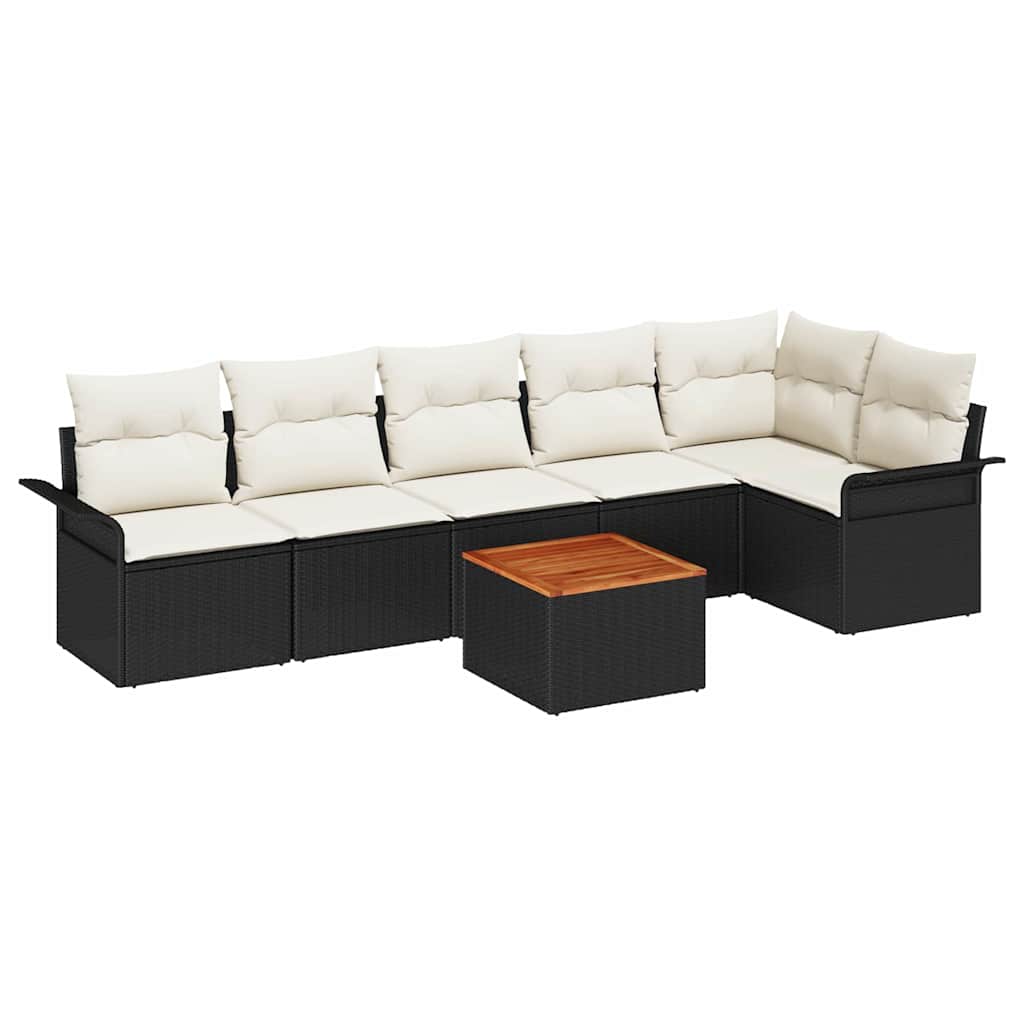Tuinbankenset Met Opslag 7 Pcs En Crème Poly Rattan