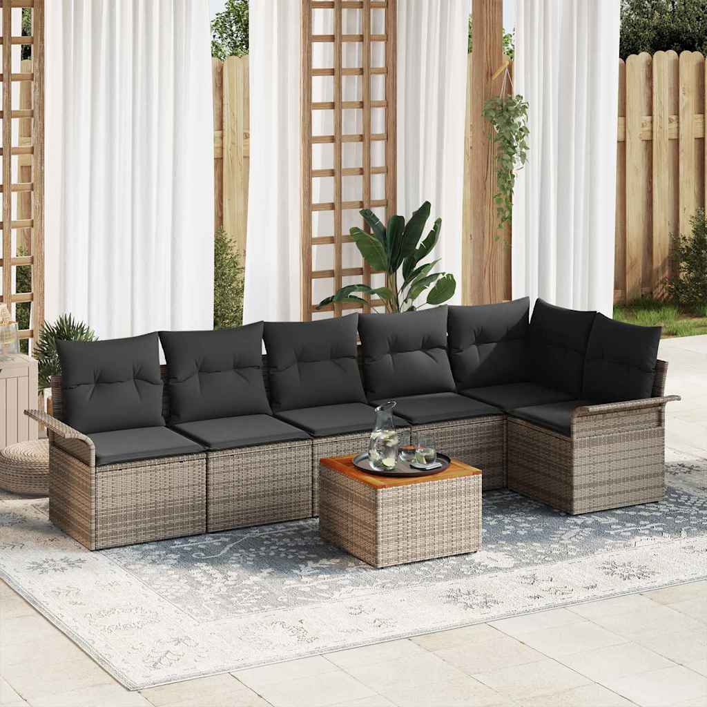 Tuinbankenset Met Opslag 7 Pcs En Crème Poly Rattan