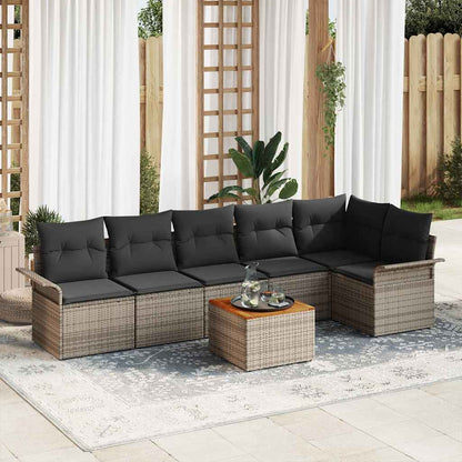 Tuinbankenset Met Opslag 7 Pcs En Crème Poly Rattan