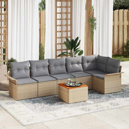 Tuinbankenset Met Opslag 7 Pcs Poly Rattan