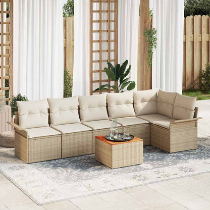 Tuinbankenset Met Opslag 7 Pcs En Crème Poly Rattan