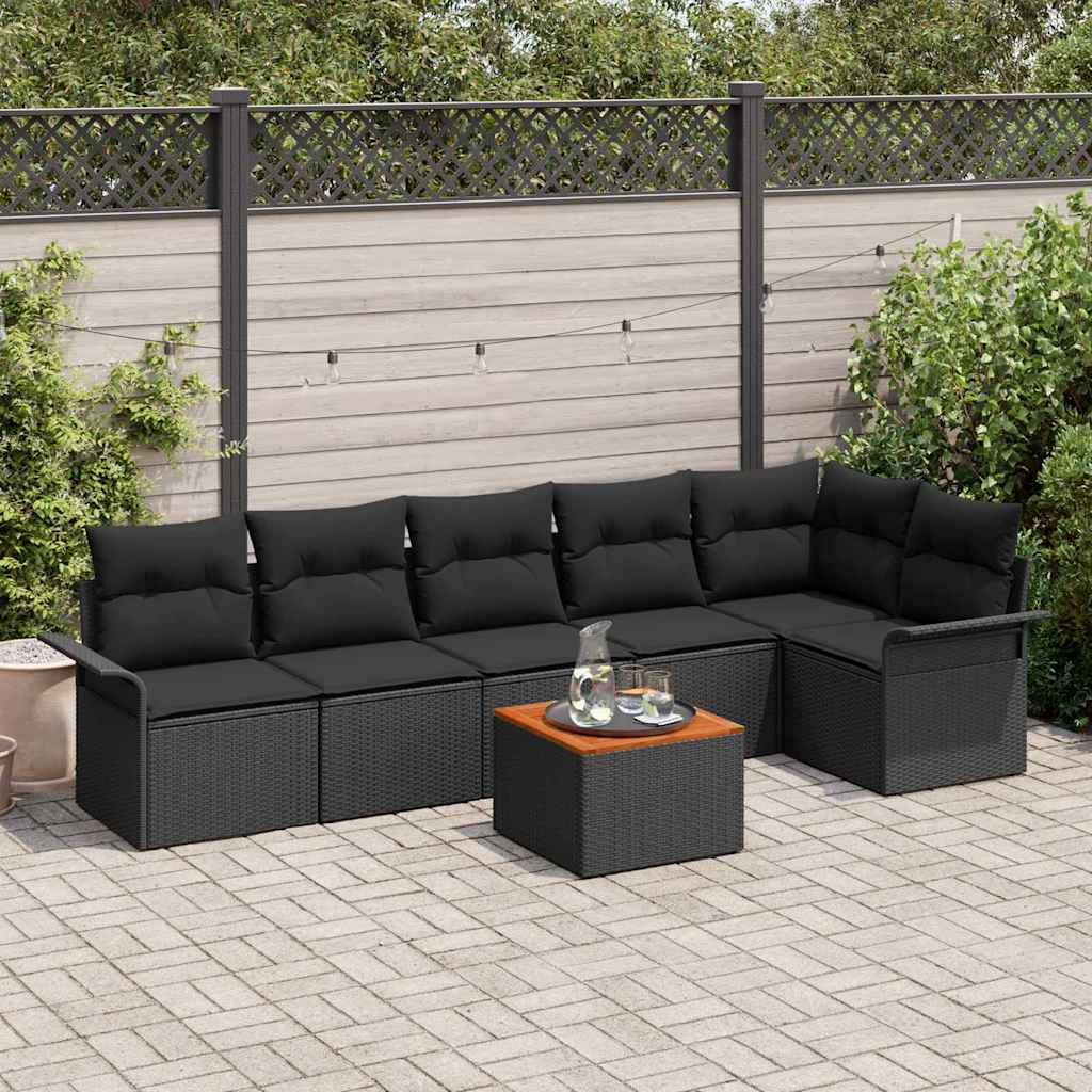 Tuinbankenset Met Opslag 7 Pcs En Crème Poly Rattan