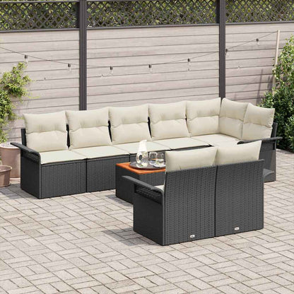 Tuinbankenset Met Opslag 9 Pcs En Crème Poly Rattan