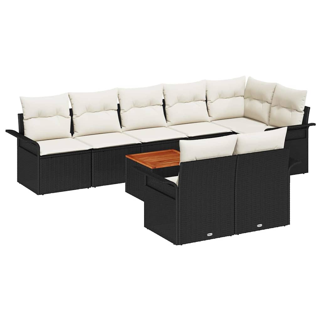 Tuinbankenset Met Opslag 9 Pcs En Crème Poly Rattan