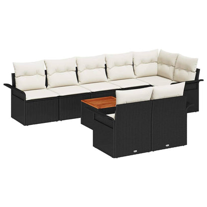 Tuinbankenset Met Opslag 9 Pcs En Crème Poly Rattan