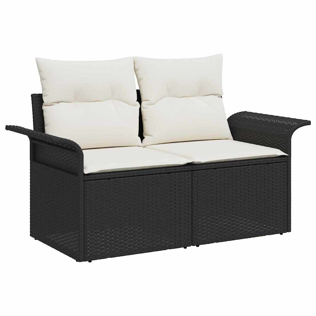Tuinbankenset Met Opslag 9 Pcs En Crème Poly Rattan