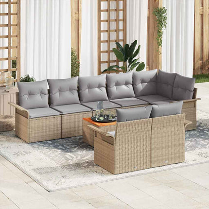 Tuinbankenset Met Opslag 9 Pcs En Licht Grijs Poly Rattan