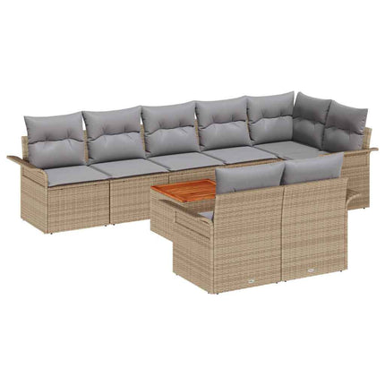 Tuinbankenset Met Opslag 9 Pcs En Licht Grijs Poly Rattan