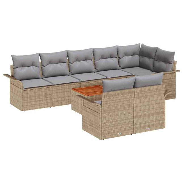 Tuinbankenset Met Opslag 9 Pcs En Licht Grijs Poly Rattan