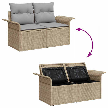 Tuinbankenset Met Opslag 9 Pcs En Licht Grijs Poly Rattan