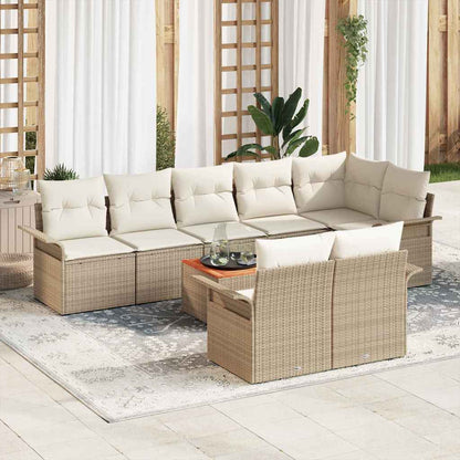 Tuinbankenset Met Opslag 9 Pcs En Crème Poly Rattan