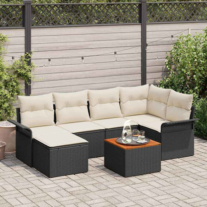 Tuinbankenset Met Opslag 7 Pcs En Crème Poly Rattan