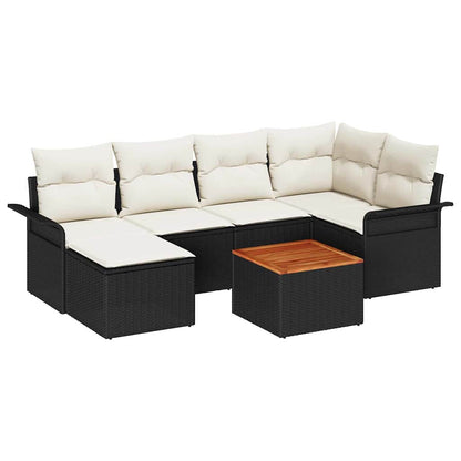 Tuinbankenset Met Opslag 7 Pcs En Crème Poly Rattan