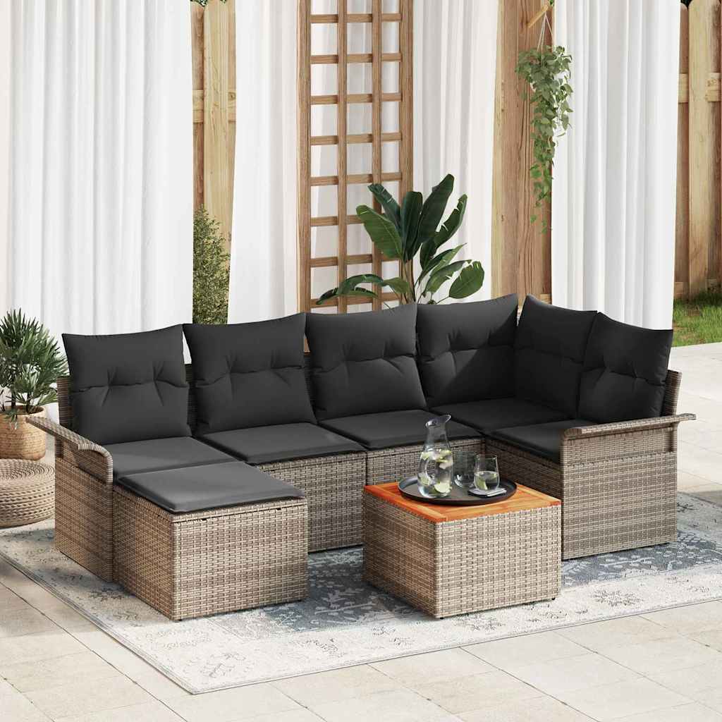 Tuinbankenset Met Opslag 7 Pcs En Crème Poly Rattan
