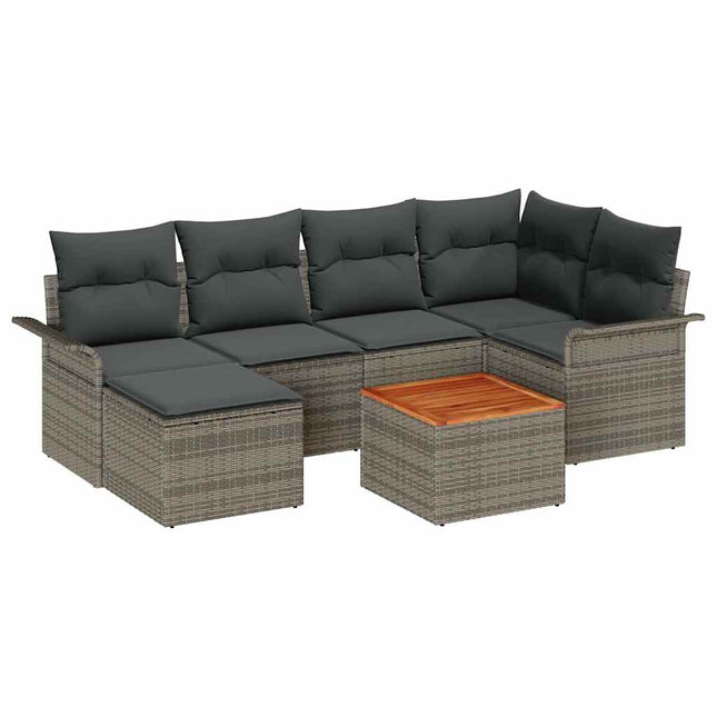 Tuinbankenset Met Opslag 7 Pcs Poly Rattan