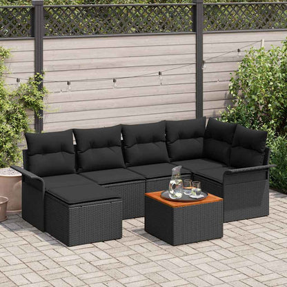 Tuinbankenset Met Opslag 7 Pcs En Crème Poly Rattan