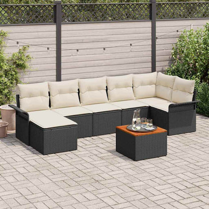 Tuinbankenset Met Opslag 8 Pcs En Crème Poly Rattan