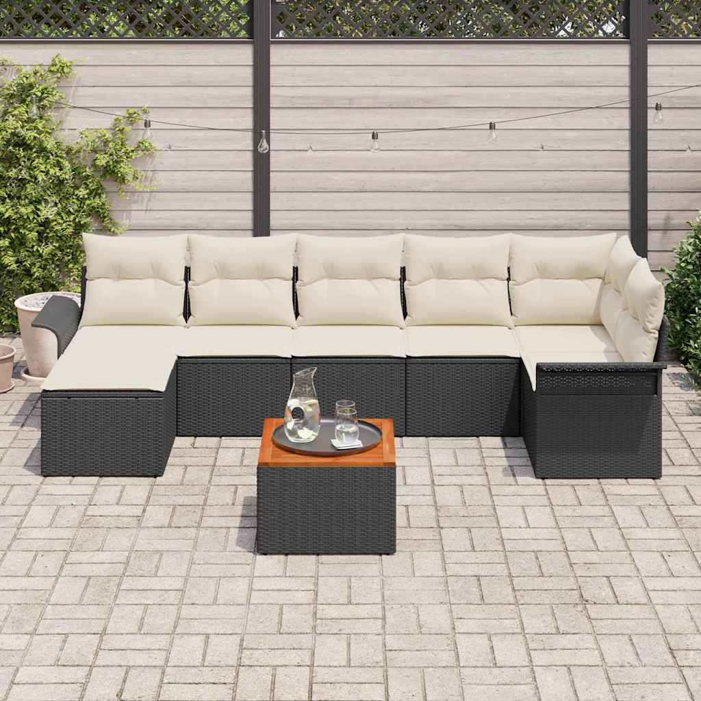 Tuinbankenset Met Opslag 8 Pcs En Crème Poly Rattan