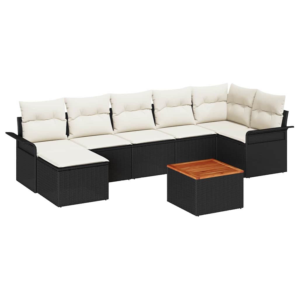 Tuinbankenset Met Opslag 8 Pcs En Crème Poly Rattan