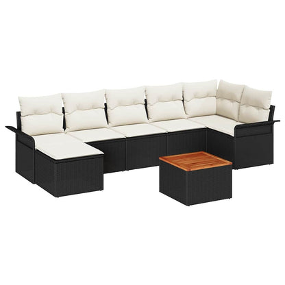 Tuinbankenset Met Opslag 8 Pcs En Crème Poly Rattan