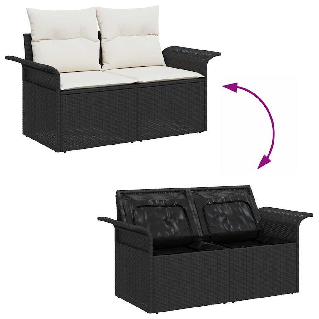 Tuinbankenset Met Opslag 8 Pcs En Crème Poly Rattan
