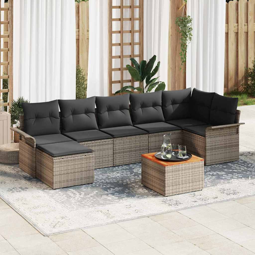 Tuinbankenset Met Opslag 8 Pcs En Crème Poly Rattan