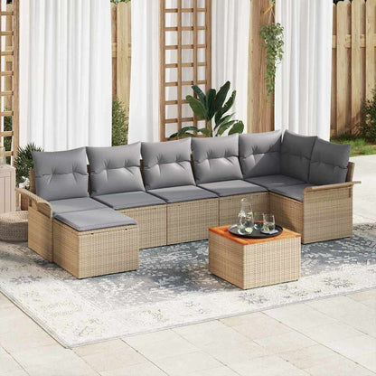 Tuinbankenset Met Opslag 8 Pcs En Crème Poly Rattan