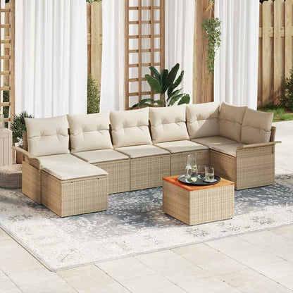 Tuinbankenset Met Opslag 8 Pcs En Crème Poly Rattan