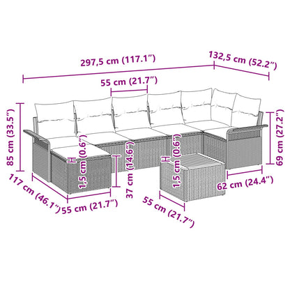 Tuinbankenset Met Opslag 8 Pcs Poly Rattan