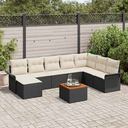 Tuinbankenset Met Opslag 9 Pcs En Crème Poly Rattan