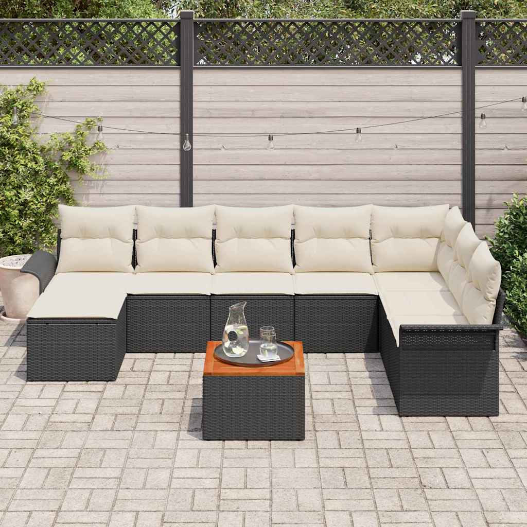 Tuinbankenset Met Opslag 9 Pcs En Crème Poly Rattan