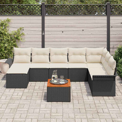 Tuinbankenset Met Opslag 9 Pcs En Crème Poly Rattan