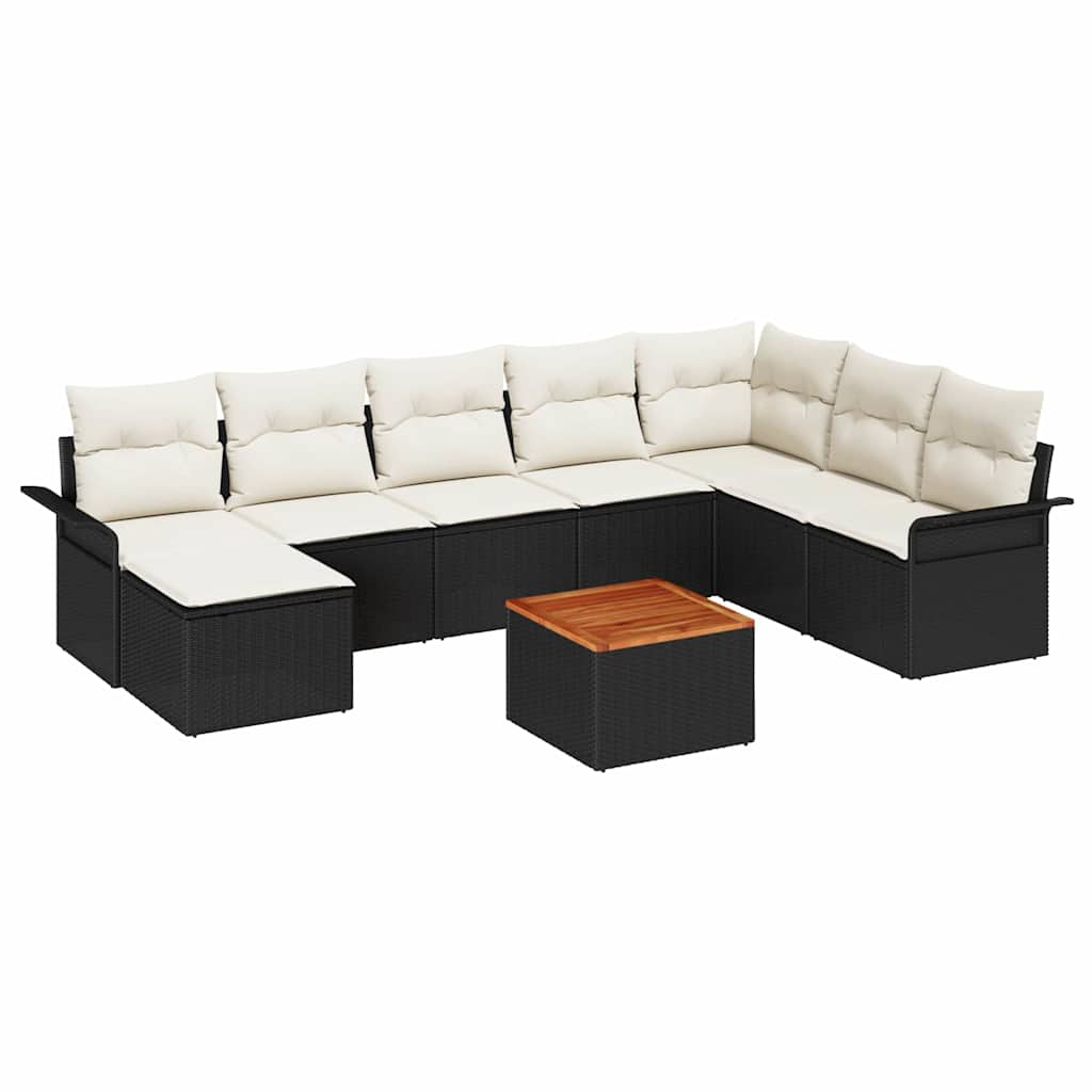 Tuinbankenset Met Opslag 9 Pcs En Crème Poly Rattan