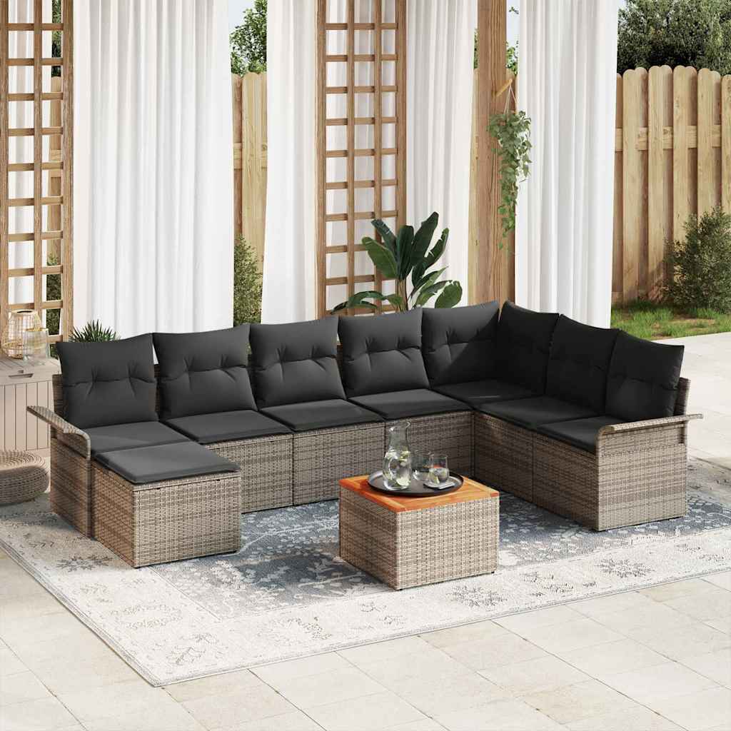 Tuinbankenset Met Opslag 9 Pcs En Crème Poly Rattan