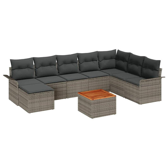 Tuinbankenset Met Opslag 9 Pcs Poly Rattan