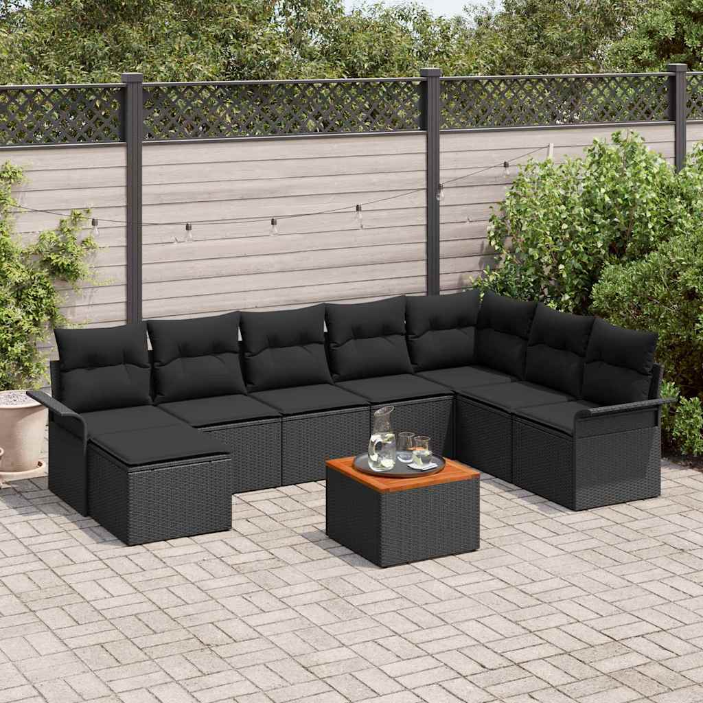 Tuinbankenset Met Opslag 9 Pcs En Crème Poly Rattan