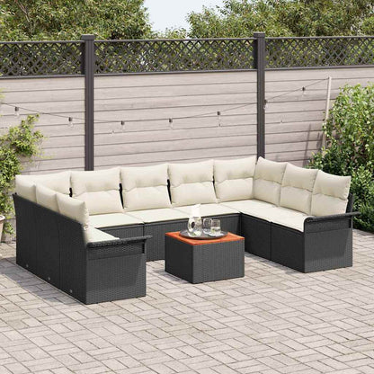 Tuinbankenset Met Opslag 10 Pcs En Crème Poly Rattan