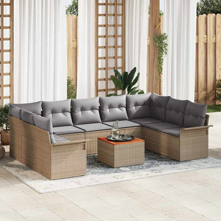 Tuinbankenset 10 Pcs En Licht Grijs Poly Rattan