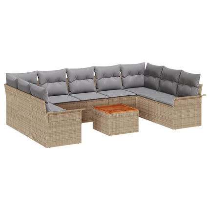 Tuinbankenset 10 Pcs En Licht Grijs Poly Rattan