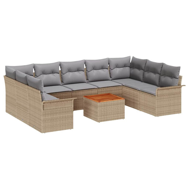 Tuinbankenset 10 Pcs En Licht Grijs Poly Rattan