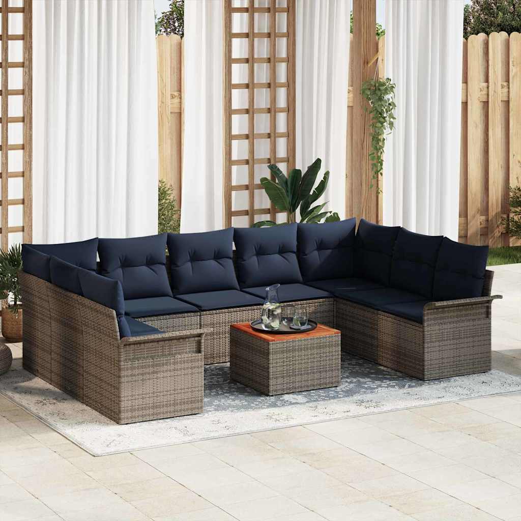 Tuinbankenset 10 Pcs Poly Rattan