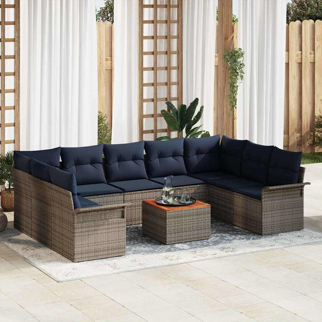 Tuinbankenset 10 Pcs Poly Rattan