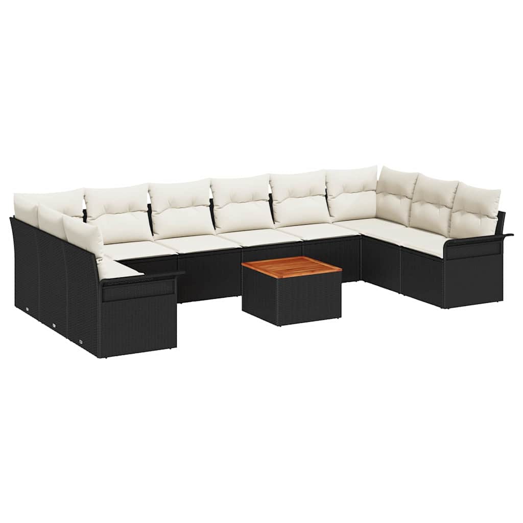 Tuinbankenset Met Opslag 11 Pcs En Crème Poly Rattan
