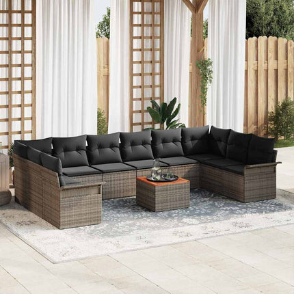 Tuinbankenset Met Opslag 11 Pcs En Crème Poly Rattan