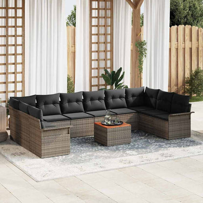 Tuinbankenset Met Opslag 11 Pcs En Crème Poly Rattan