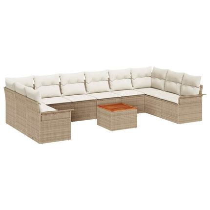 Tuinbankenset Met Opslag 11 Pcs En Crème Poly Rattan