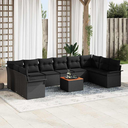 Tuinbankenset Met Opslag 11 Pcs En Crème Poly Rattan
