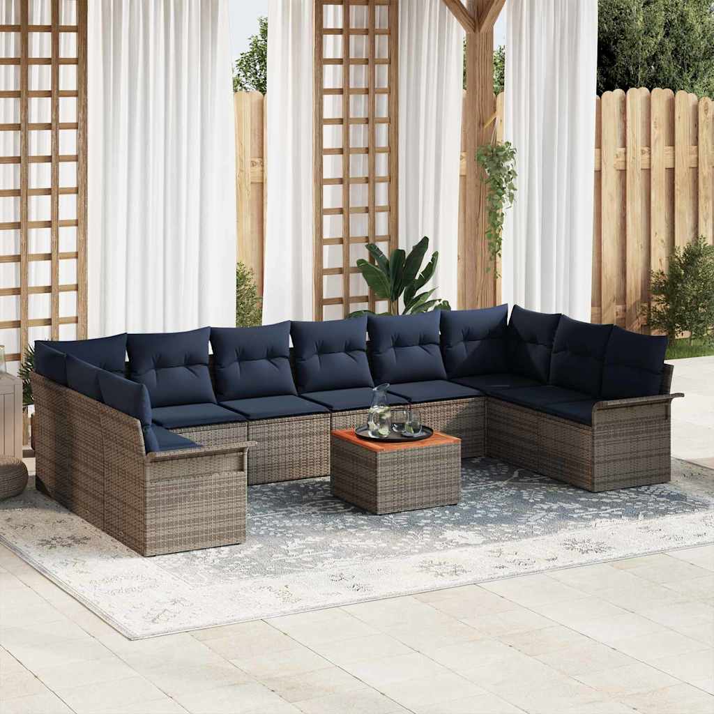 Tuinbankenset 11 Pcs Poly Rattan