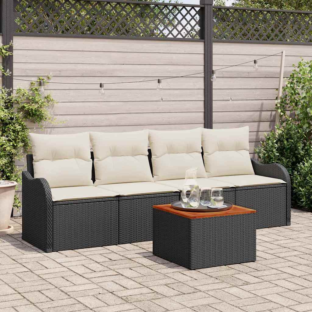 Tuinbankenset Met Opslag 5 Pcs En Crème Poly Rattan
